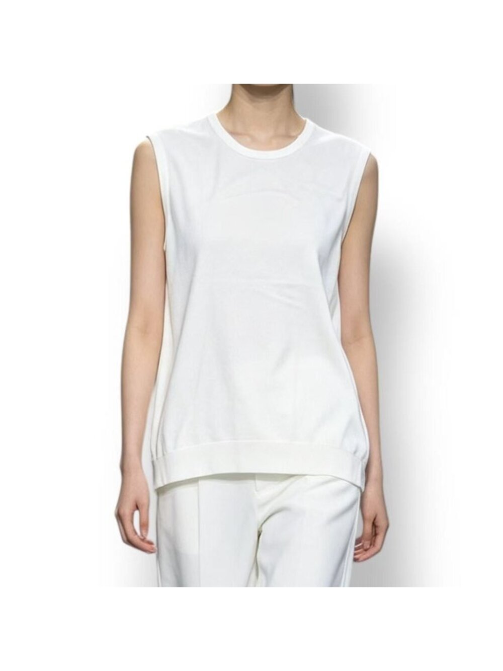 Chanel Knit Top White CC Logo Sweater 44